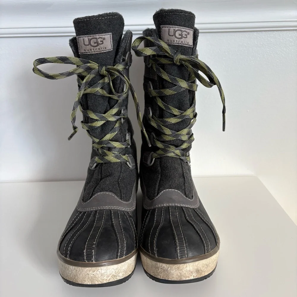 UGG Baroness Duck Boots Women’s 6 Waterproof Tall Snow Boots in Charcoal Gray
